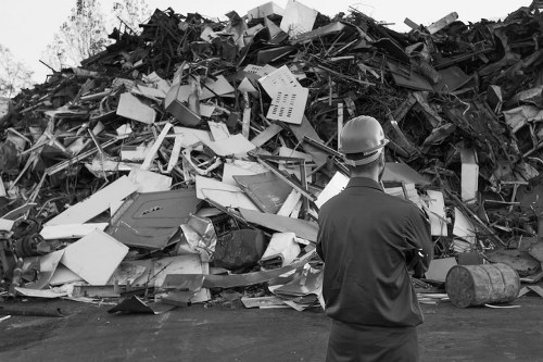 Workers safely removing construction waste