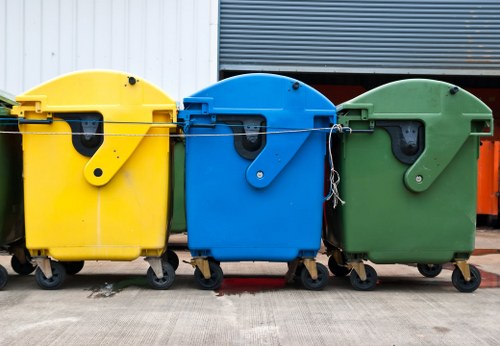 Company fleet of skip hire vehicles in Paddington